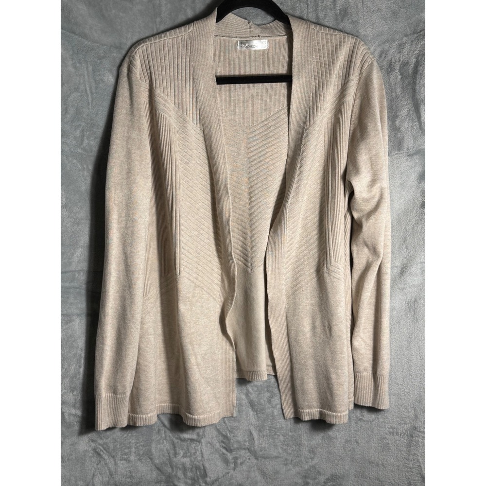89th + Madison Womens XL Beige Oatmeal Open Front‎ Ribbed Knit Cardigan Sweater